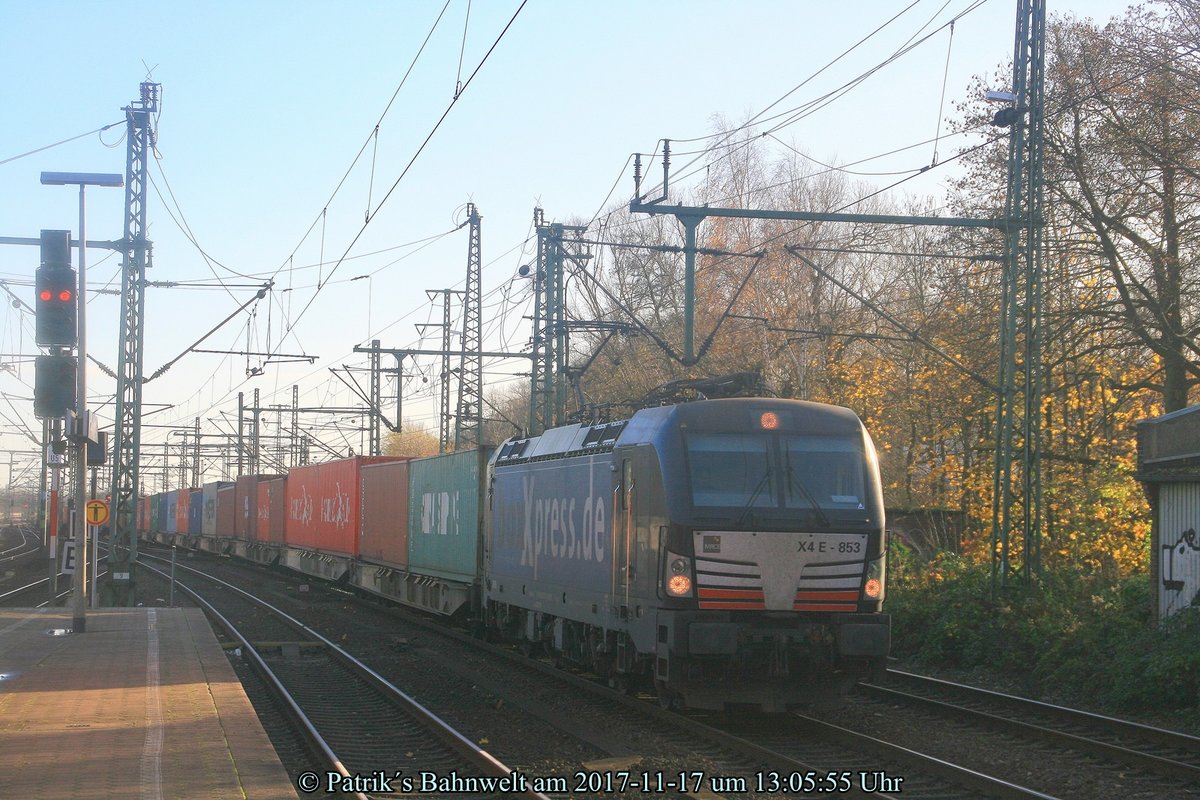 MRCE/boxXpress 193 853 mit Containerzug am 17.11.2017 in Hamburg-Harburg