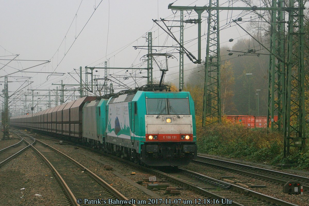 VPS 186 131 + VPS 186 126 mit Kohlewagenzug am 07.11.2017 in Hamburg-Harburg
© Patrik´s Bahnwelt